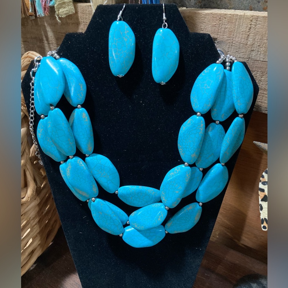 ❌❌❌ SOLD❌❌❌”Turquoise “ Statement necklace set